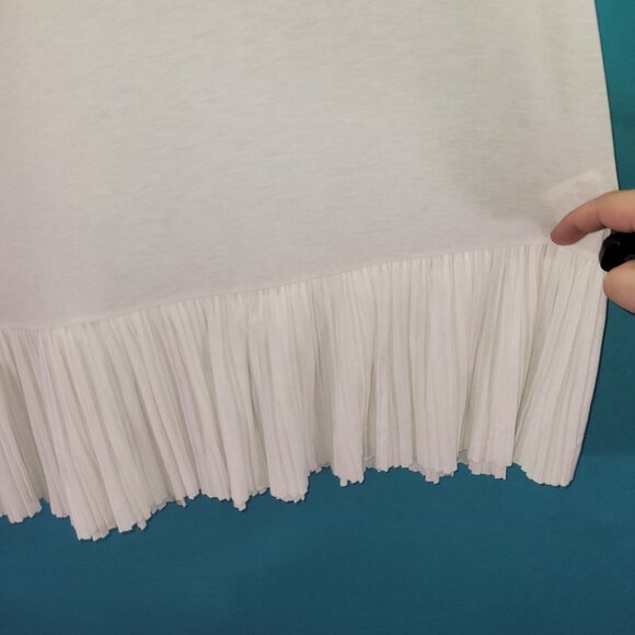 Theory Womens Sleeveless White Top With Pleated Hem - Size L - Picture 5 of 12